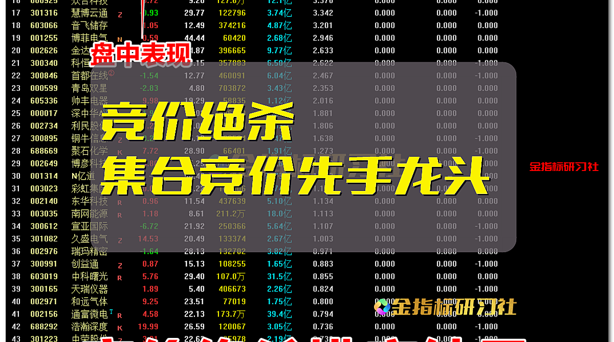 通达信竞价系统指标– 金指标研习社