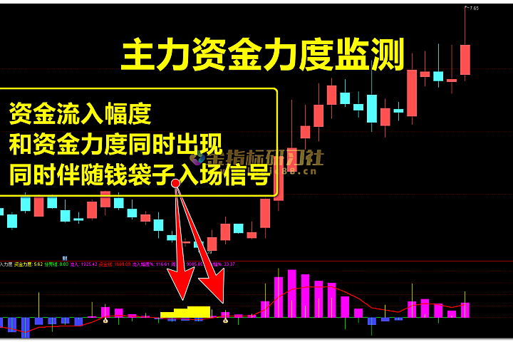 通达信资金流入力度监测【副图】指标，洞悉资金流动 – 金指标研习社
